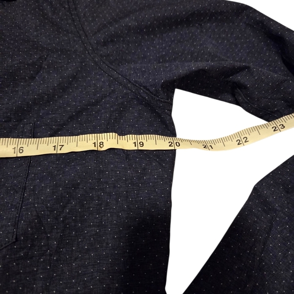 Frank & Eileen BARRY Cotton Button Down Collar Shirt Navy Blue W/Dots Size Large - Picture 6 of 11